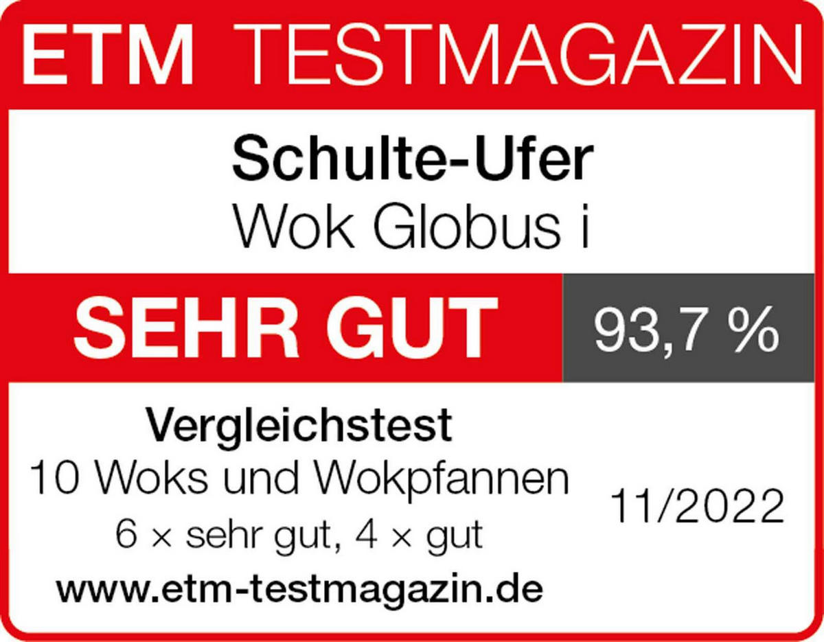WOK INKL. ABLAGEGITTER Globus i schwarz ø 36 cm - Schwarz, Metall (36cm) - Schulte Ufer