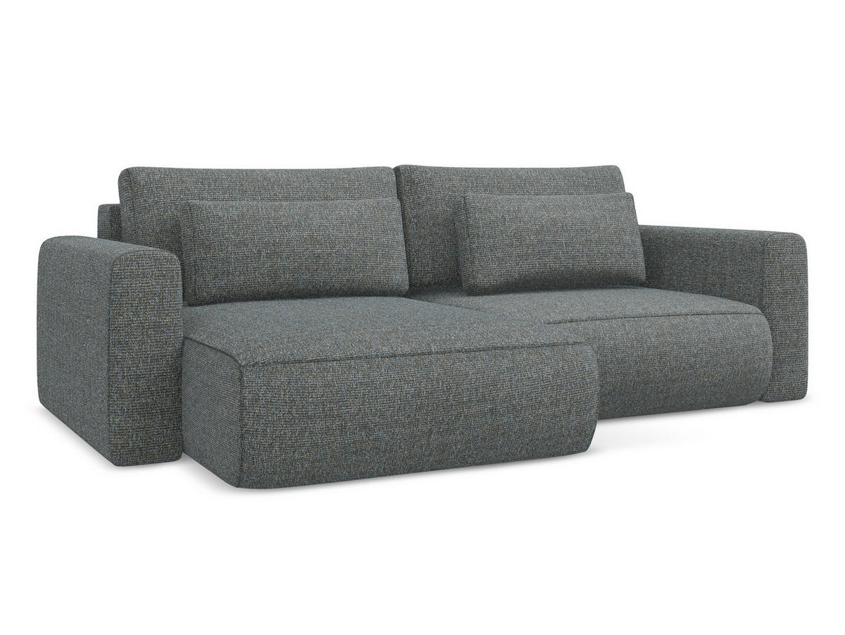 ECKSOFA mit Schlaffunktion Strukturstoff Stoff Grau - Dunkelgrau/Schwarz, Kunststoff/Textil (149/240cm) - Makamii