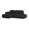 ECKSOFA NUVIRA L-S Schwarz Geflochtener Stoff mit Schlaffunktion - Schwarz, Holz (279/158cm) - MASSENO