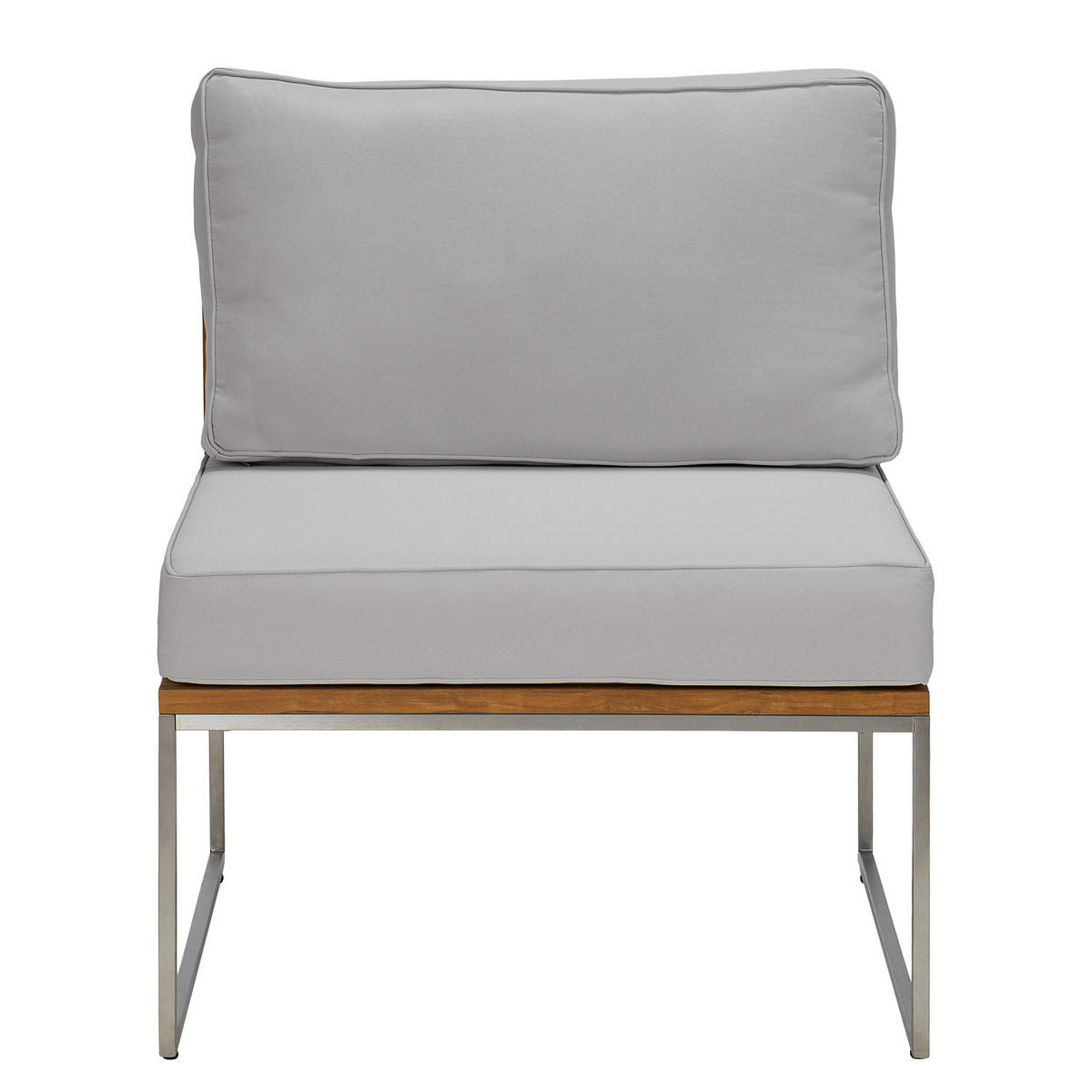 LOUNGESESSEL - Webstoff / Teak massiv - Hellgrau, Holz/Textil (70/74/70cm) - home24