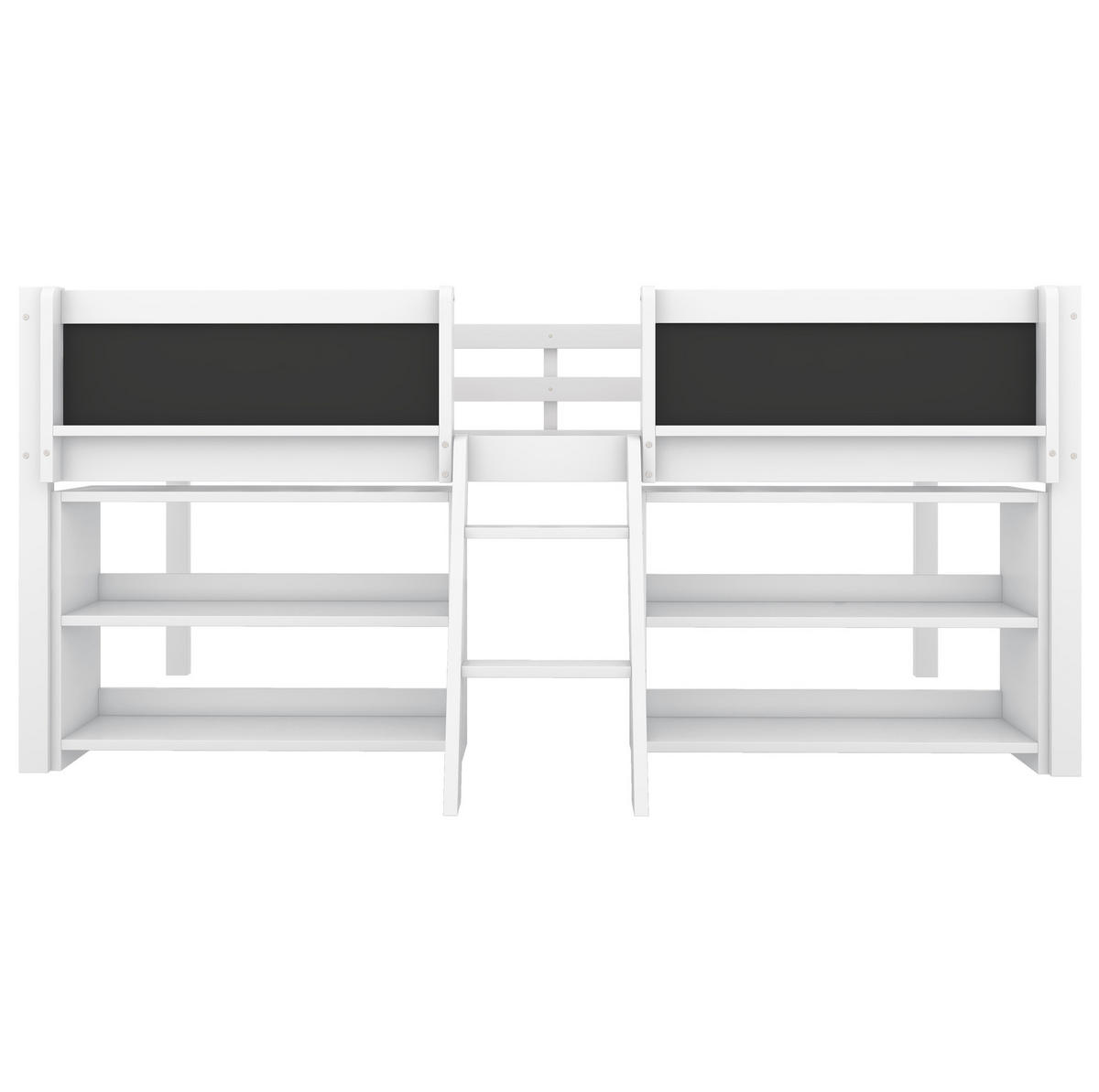 HOCHBETT Kinderbett 90/200 cm aus Kiefernholz und MDF mit Regalfächern und Zeichentafel Weiß - Weiß, Holz (90/200cm) - Modenvie