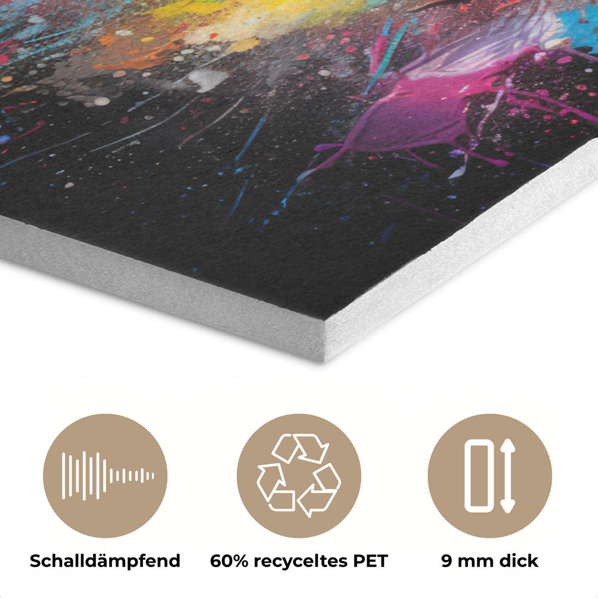 AKUSTIKPANEEL Fußball - Farbe - Farben - Schwarz - Weiß 80x60 cm - Weiß, Textil (80/0.9/60cm) - MuchoWow