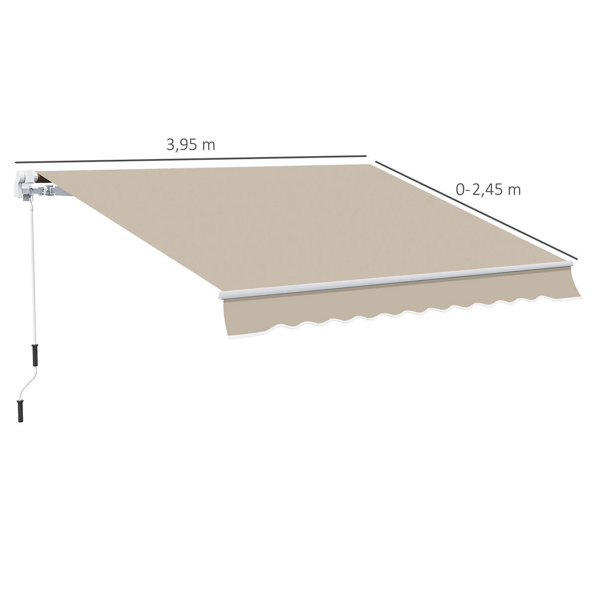 MARKISE DE-13924 manuell 395/245 cm, Winkel 45°-85°, UV-Schutz Beige - Beige, Metall (245/1/395cm) - ComfortXL