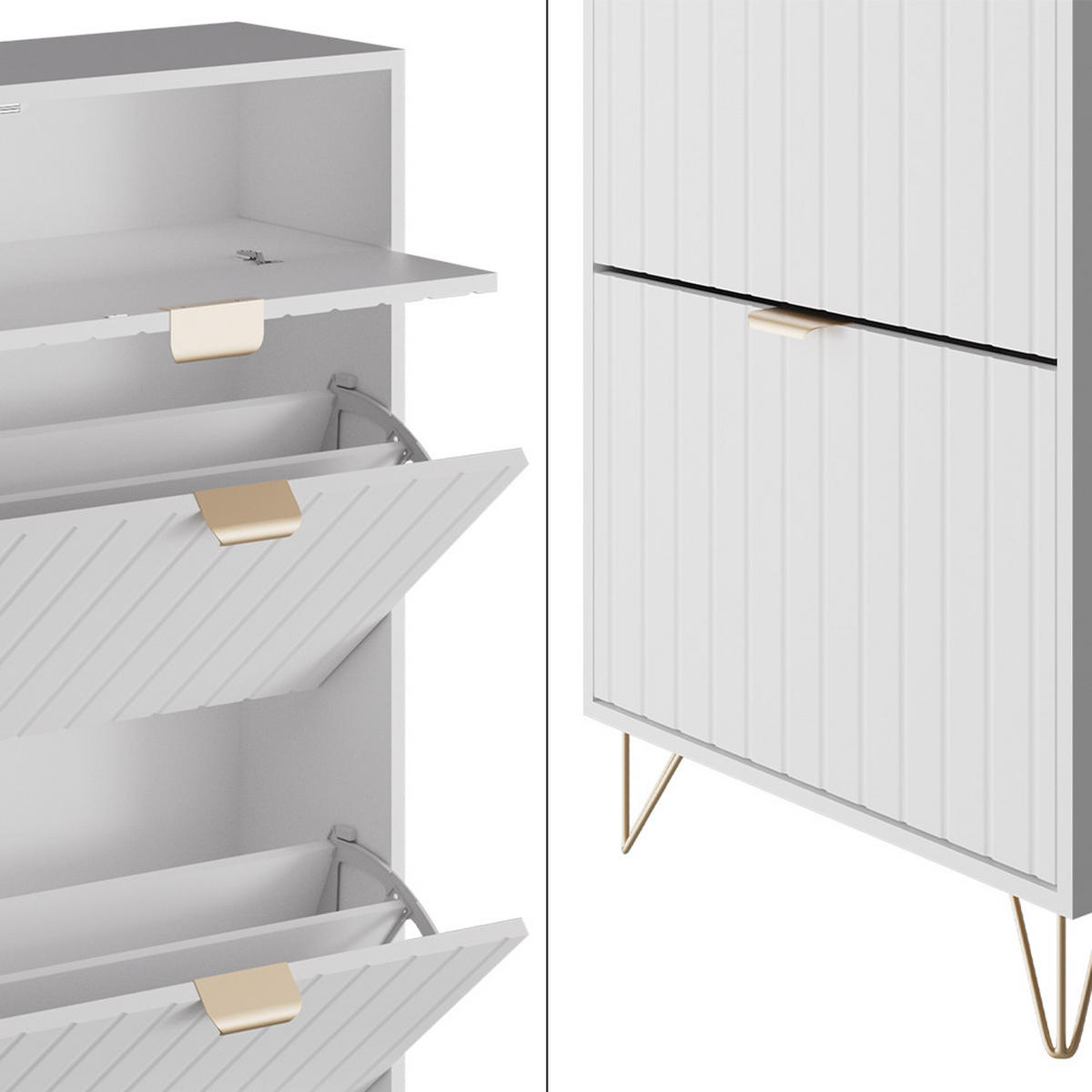 SCHUHSCHRANK Helge Weiß 60 x 107.5 cm 2 Fächer - Weiß, Holzwerkstoff (60/107.5/23.5cm) - Vicco