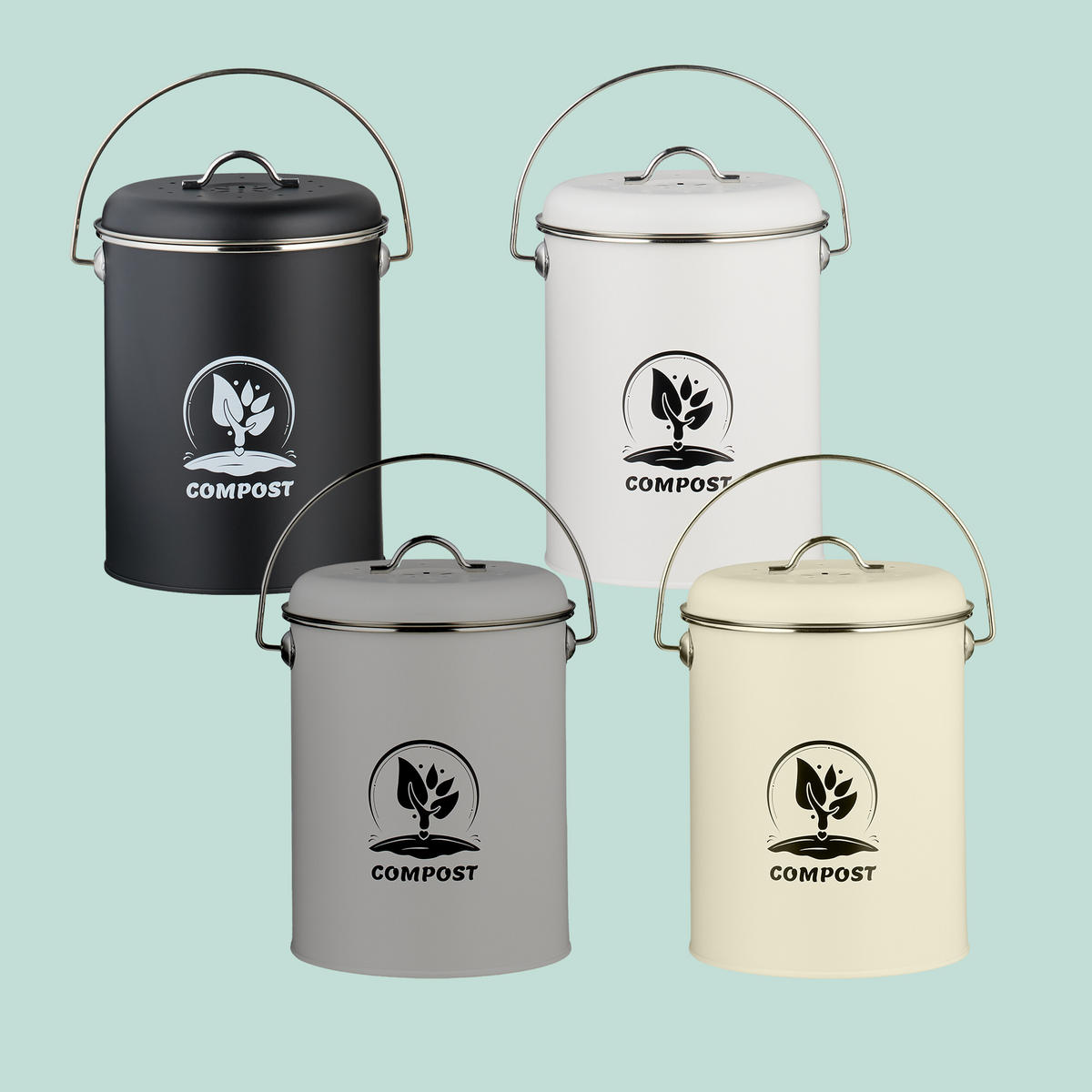 KOMPOSTEIMER - Schwarz, Naturmaterialen/Textil (22/27/19cm) - Relaxdays