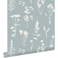 TAPETE Feldblumen 53 cm x 10.05 m - Blau, Papier (53/1000cm) - ESTAhome