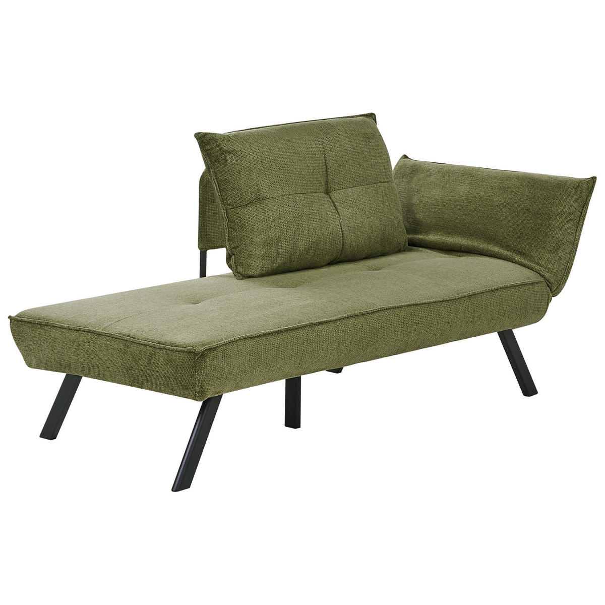 ČALOUNĚNÉ lehátko chaise longue pravostranné Zelené Rocamadour - černá/zelená barva, textil (150/83/72cm) - Beliani