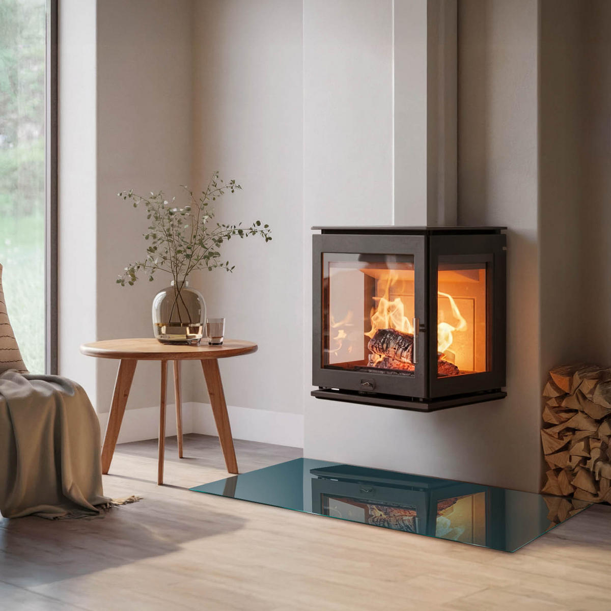 GLASPLATTE für Kamin 120x60 cm - Türkis, Glas (120/60/0.4cm) - TULUP