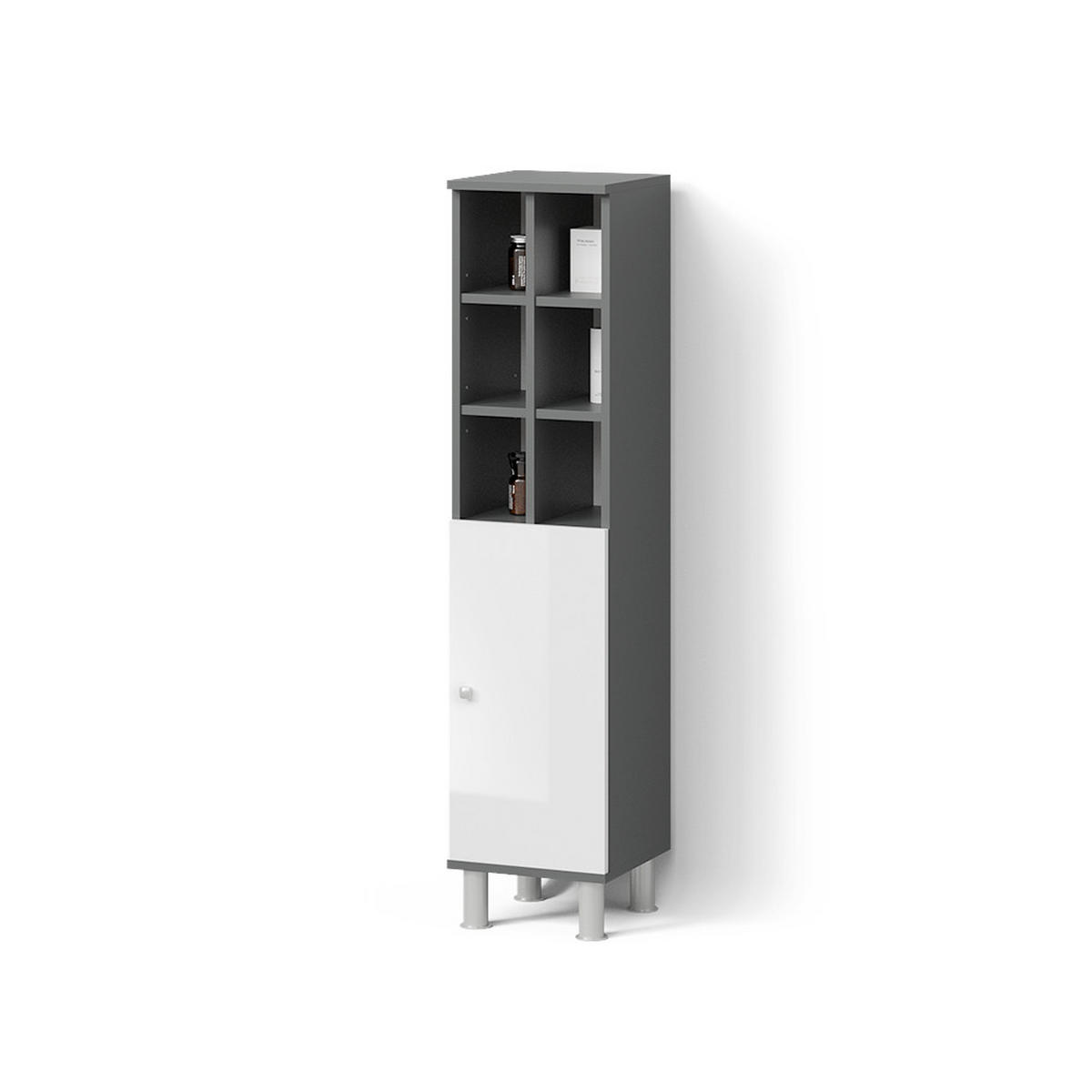 MIDISCHRANK Fucino Weiß Hochglanz 30 x 130.6 cm große Tür - Weiß Hochglanz, Holzwerkstoff (30/130.6/30cm) - Livinity®