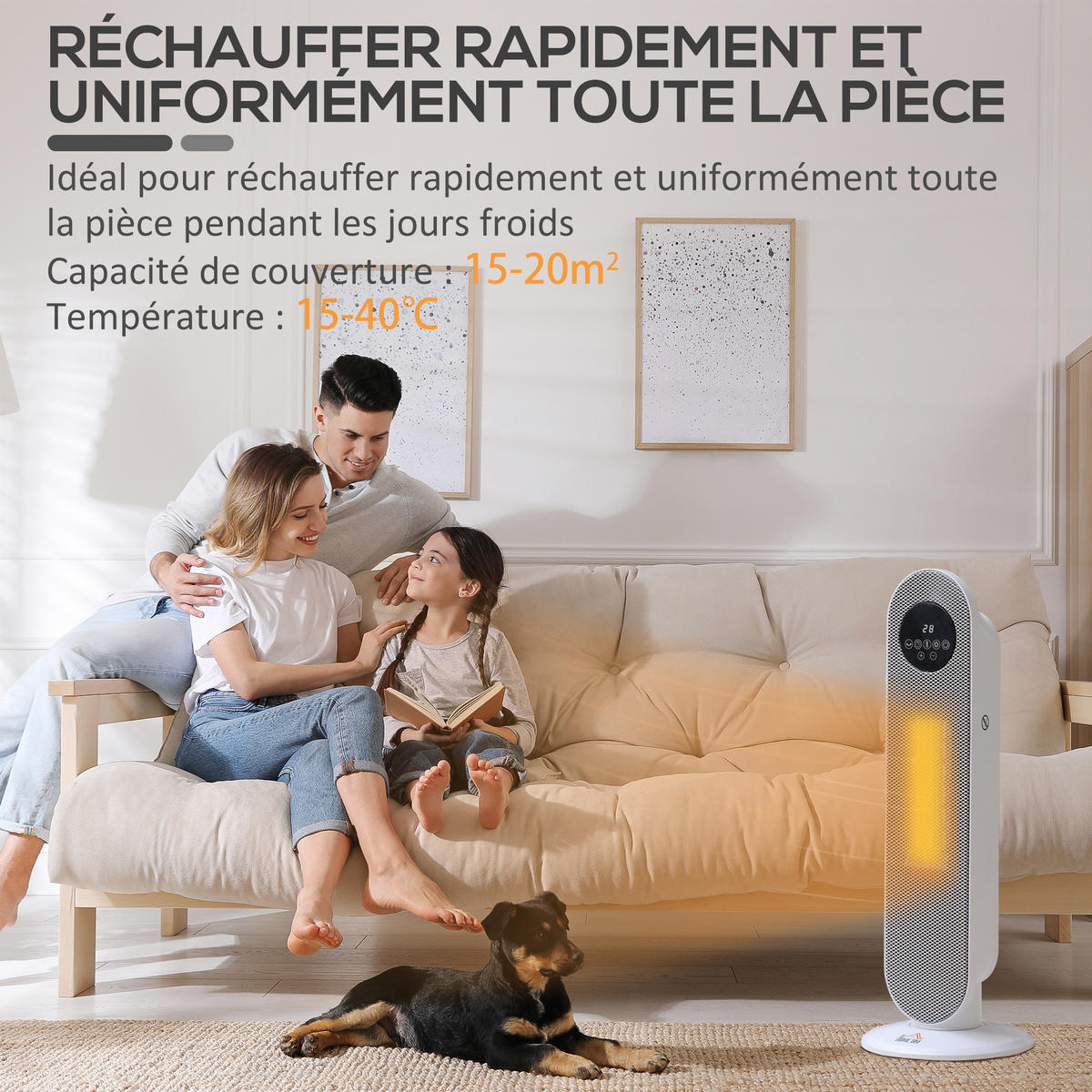 HEIZLÜFTER DE-17023 Oszillierend 1300/2000 W mit Fernbedienung - Weiß, Kunststoff (21/63.5/21cm) - ComfortXL