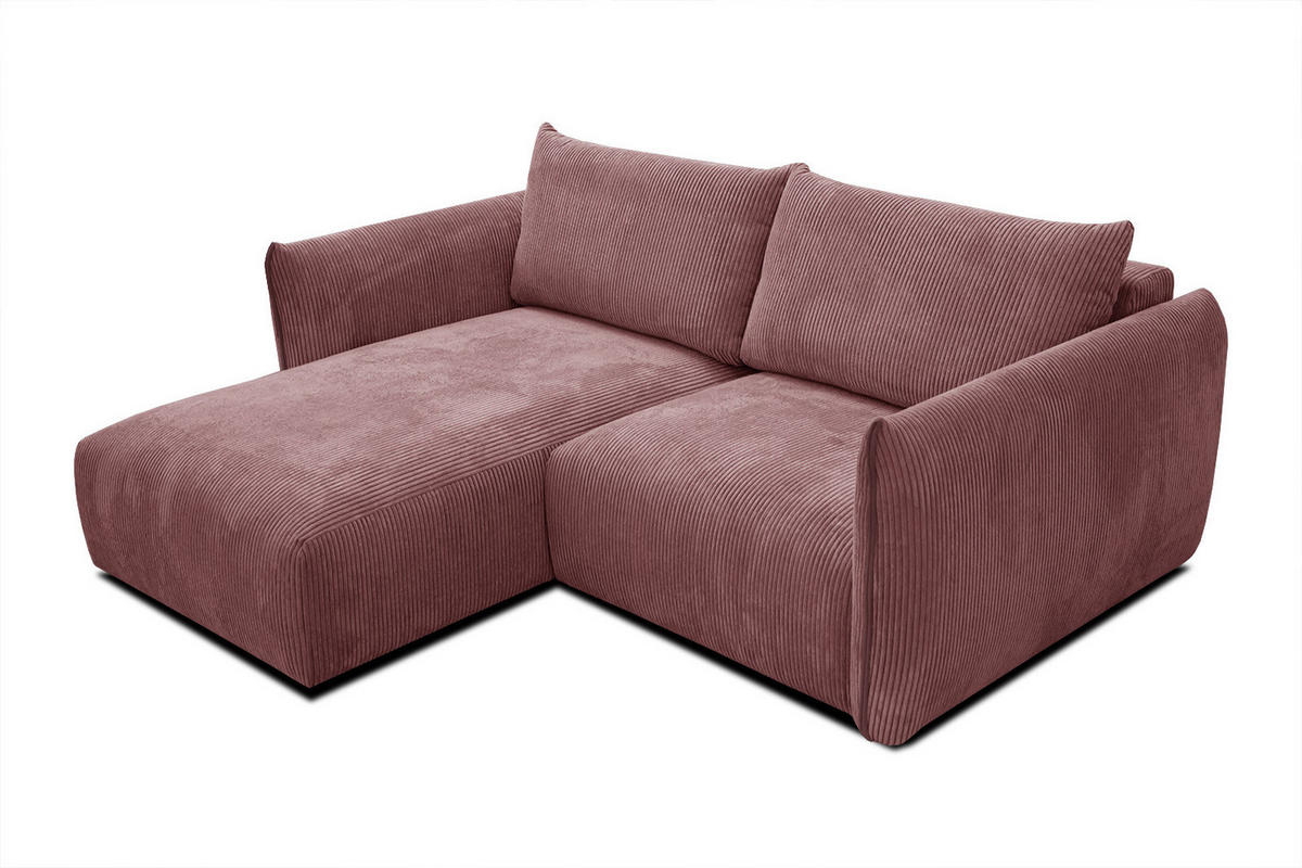 ECKSOFA TAUER 3-Sitzer, altrosa - Schwarz/Altrosa, Holzwerkstoff/Kunststoff (173/206cm) - Courtois Laville