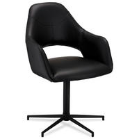 STUHL-SET 2 Stück in Kunstleder - Schwarz, Leder/Metall (59/89/64cm) - Furnhouse