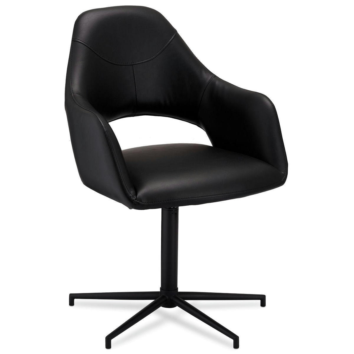 STUHL-SET 2 Stück in Kunstleder - Schwarz, Leder/Metall (59/89/64cm) - Furnhouse