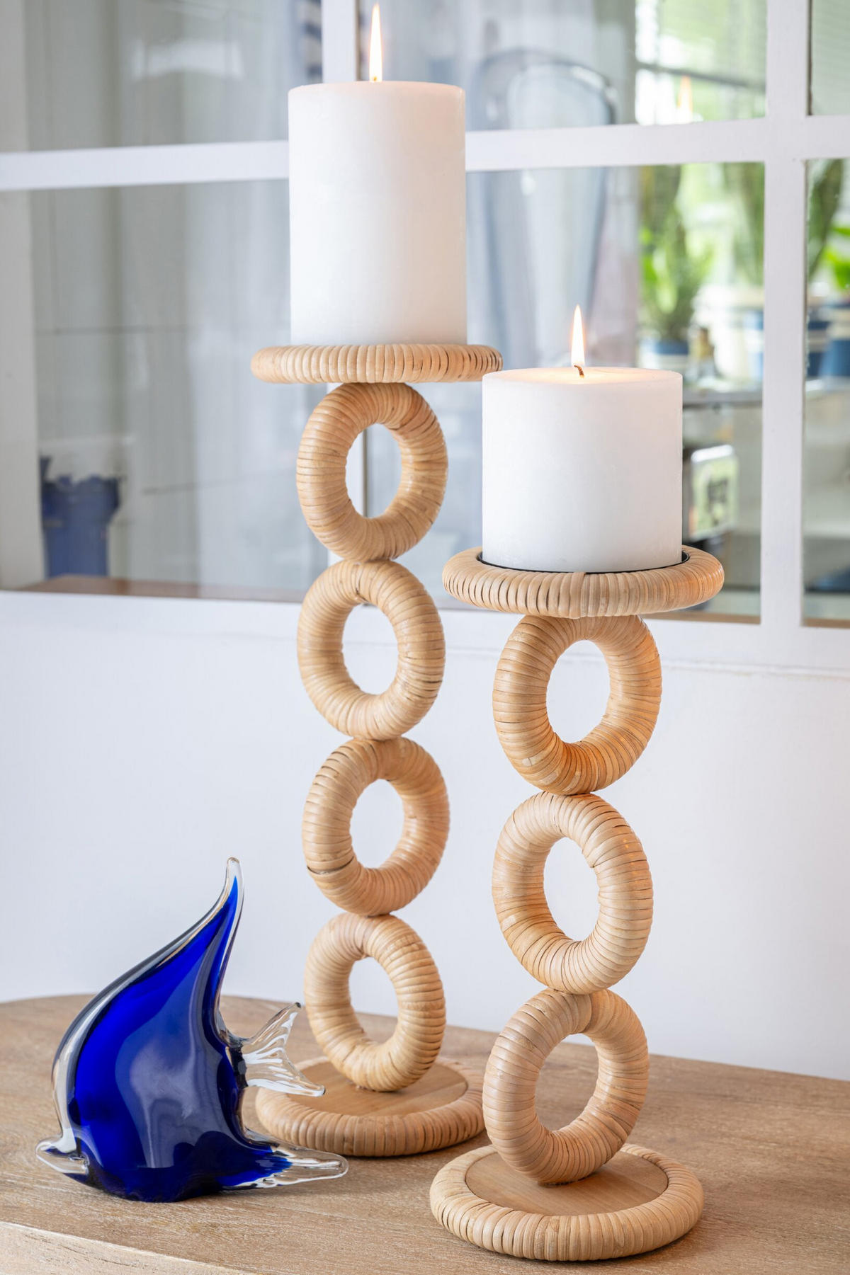 KERZENSTÄNDER RING - Naturfarben, Holz (14/45/14cm) - J-Line