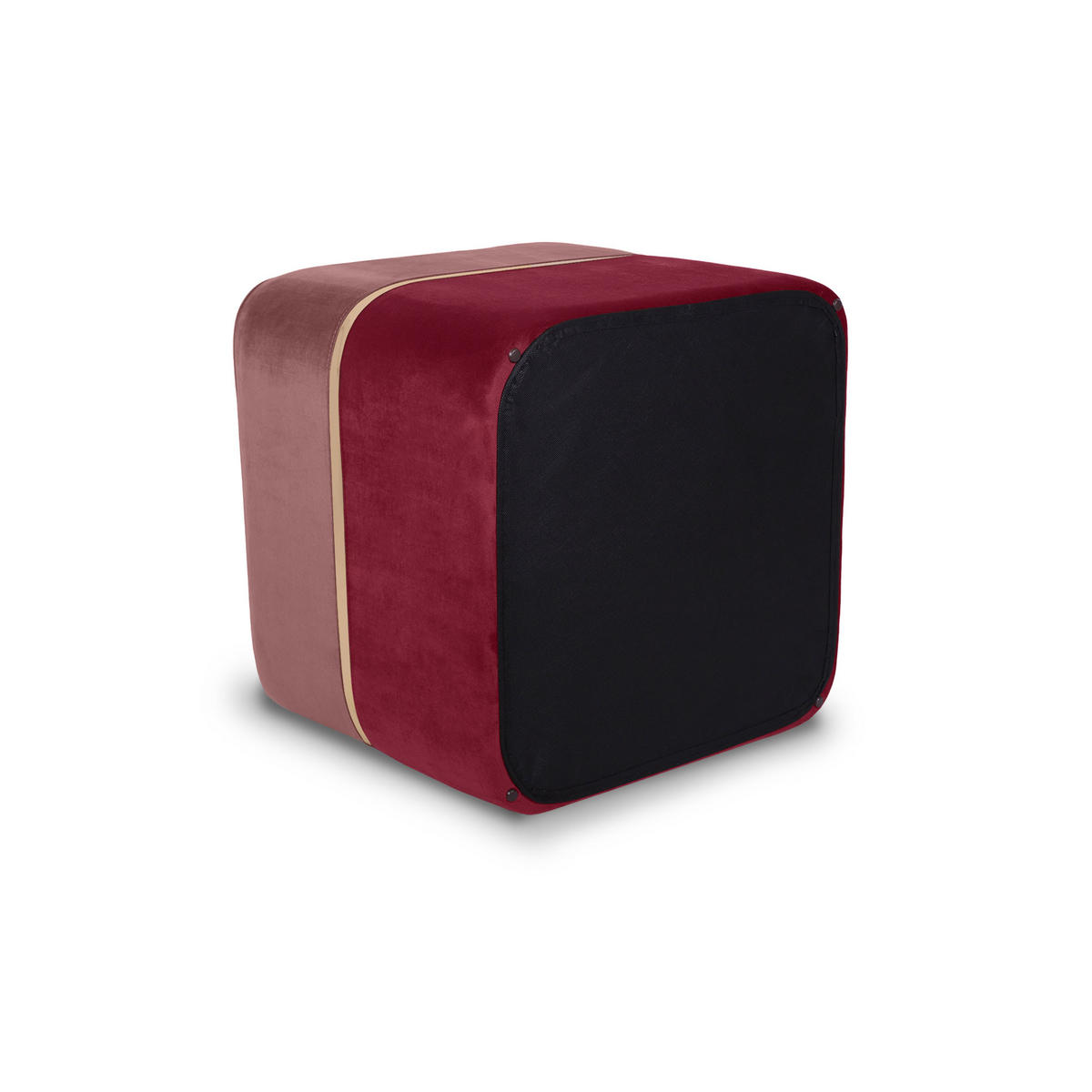 POUF Kate Samt in Himbeerrosa und goldfarbenes Metall - Pink, Holzwerkstoff/Textil (50/45/50cm) - Sicaan