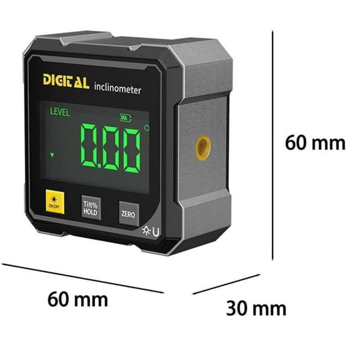 WASSERWAAGE – 360°-Betrachtungswinkel, vierseitiger Magnet. - Schwarz, Kunststoff (6/6/3cm) - DCA
