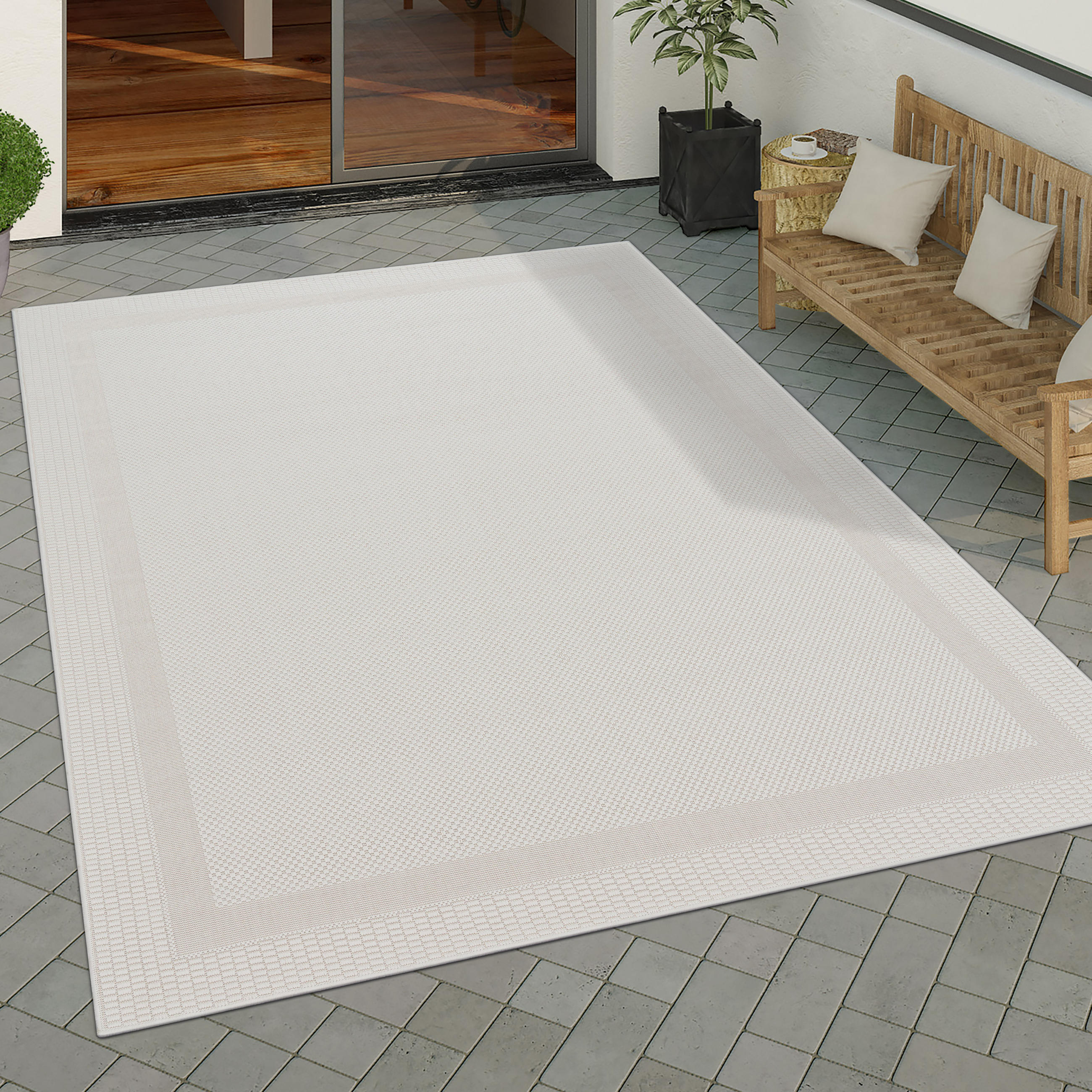 OUTDOORTEPPICH 150/150 cm Roma 272 - Weiß, Textil (150/150cm) - Paco Home