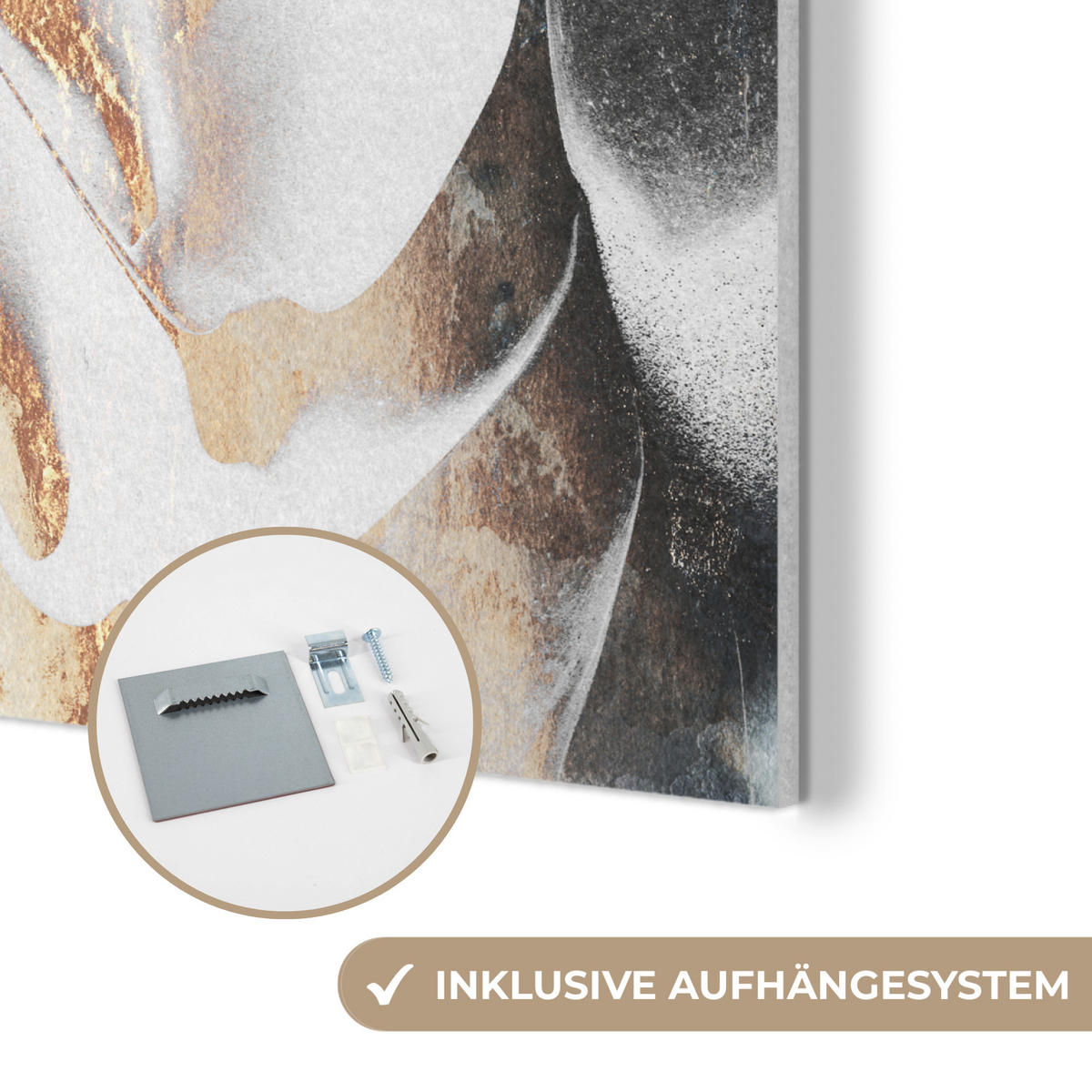 AKUSTIKPANEEL Luxus - Abstrakt - Gold - Weiß 90x90 cm - Goldfarben, Textil (90/0.9/90cm) - MuchoWow