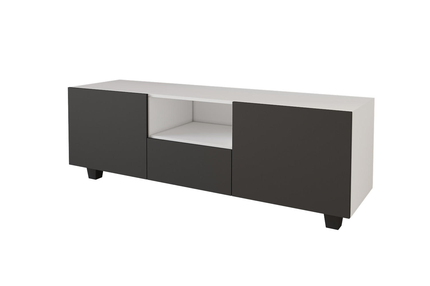 LOWBOARD ELIO-S 140x50x41 cm - Weiß / Schwarz - Schwarz/Weiß, Holzwerkstoff (140/50/41cm) - ALTDECOR