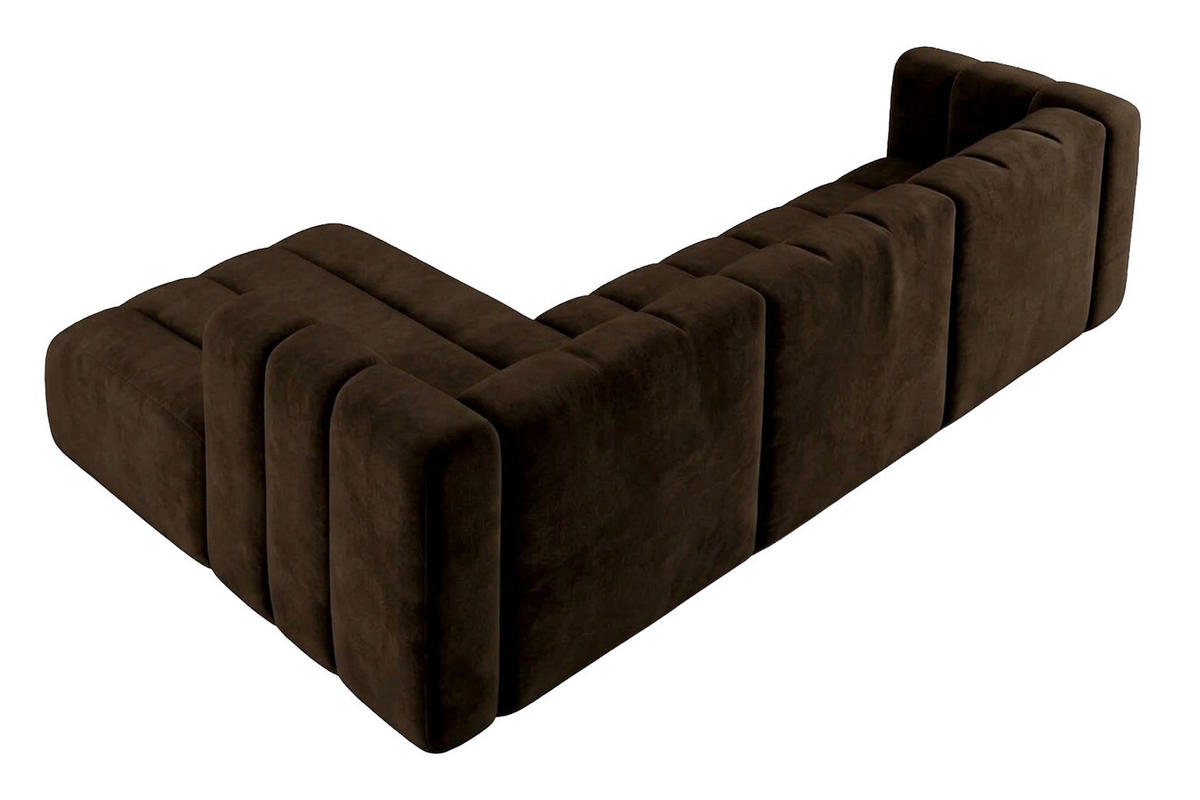 ECKSOFA Modulares In L-Form, Velvet-Stoff Riviera, Schokolade, Links, GRAND 318 cm - Braun, Holz (318/179cm) - Kaiser Möbel