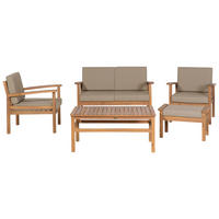 4-SITZER LOUNGE SET zertifiziertes Holz hellbraun Manila - Taupe/Hellbraun, Holz - Beliani