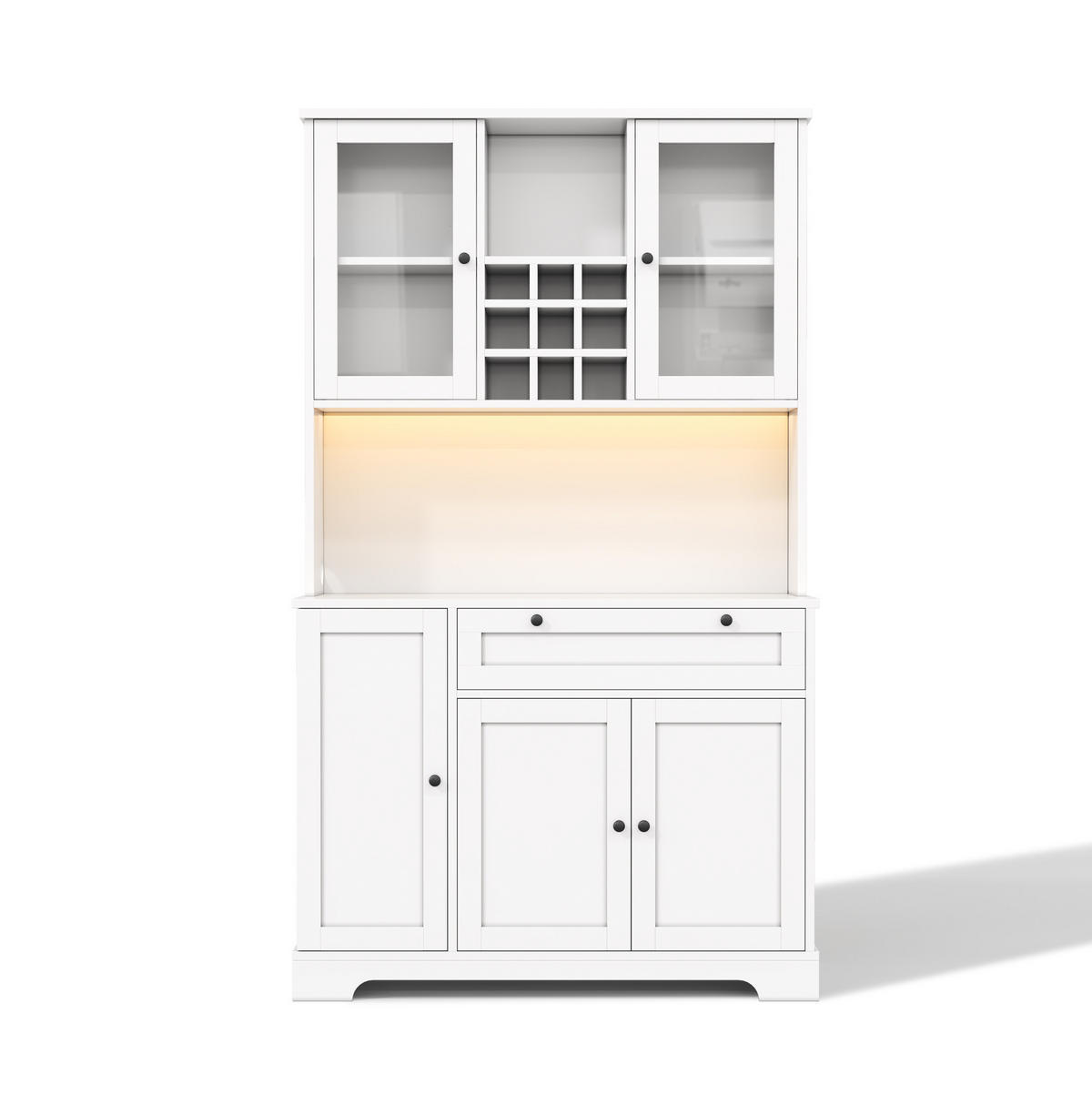 HOCHSCHRANK mit LED und Steckdose 180 x 105 x 40 cm Weiß - Weiß, Holzwerkstoff (40/180/105cm) - Meubliv
