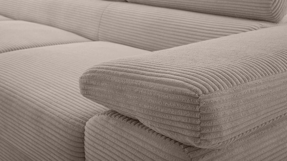 ECKSOFA L Form Arborio Beige 280/203/90 cm Links mit Schlaffunktion - Beige/Schwarz, Textil/Metall (203/280cm) - AX Living