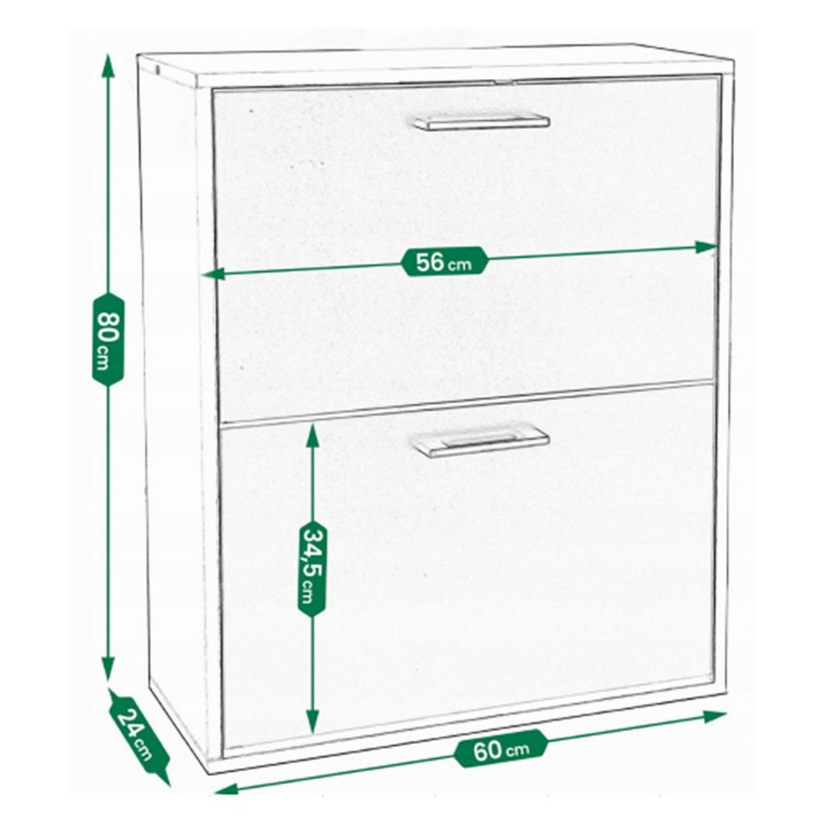 SCHUHSCHRANK, weiß 60/24/80 cm - Weiß, Holzwerkstoff (60/80/24cm)