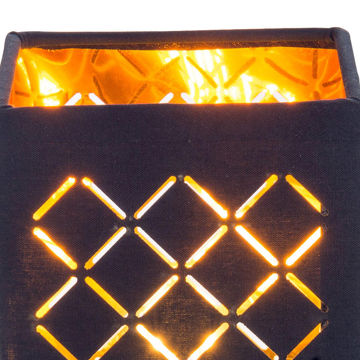 LED TISCHLEUCHTE CLARKE Schwarz Gold - Schwarz, Textil (11/11/25cm)