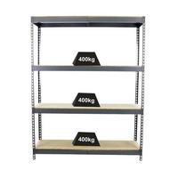 SCHWERLASTREGAL Wood Beast Four HxBxT 200 x 240 x 45 cm 4 Ebenen Fachlast 400 kg Grau - Grau, Metall (240/200/45cm) - PROREGAL