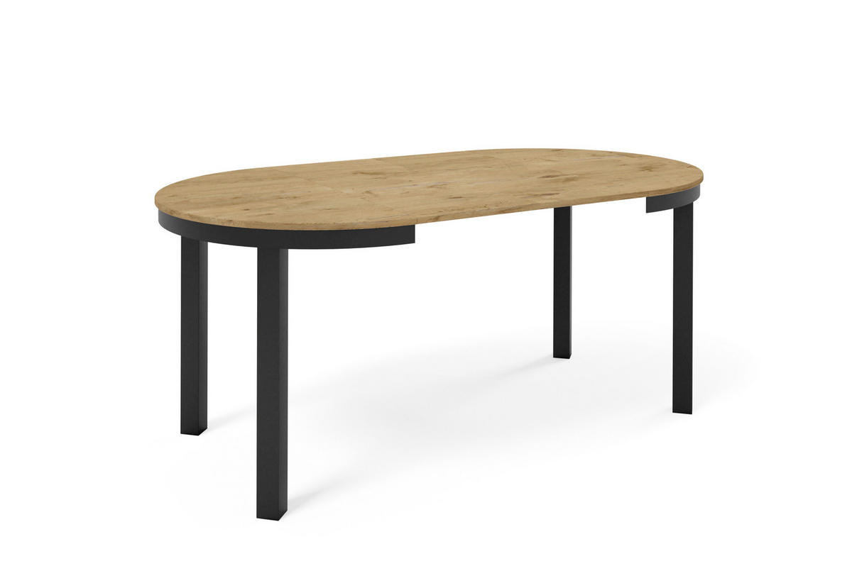 ESSTISCH BERNARDIN - Eichefarben/Schwarz, Holzwerkstoff/Metall (100/100/76cm) - Meblini