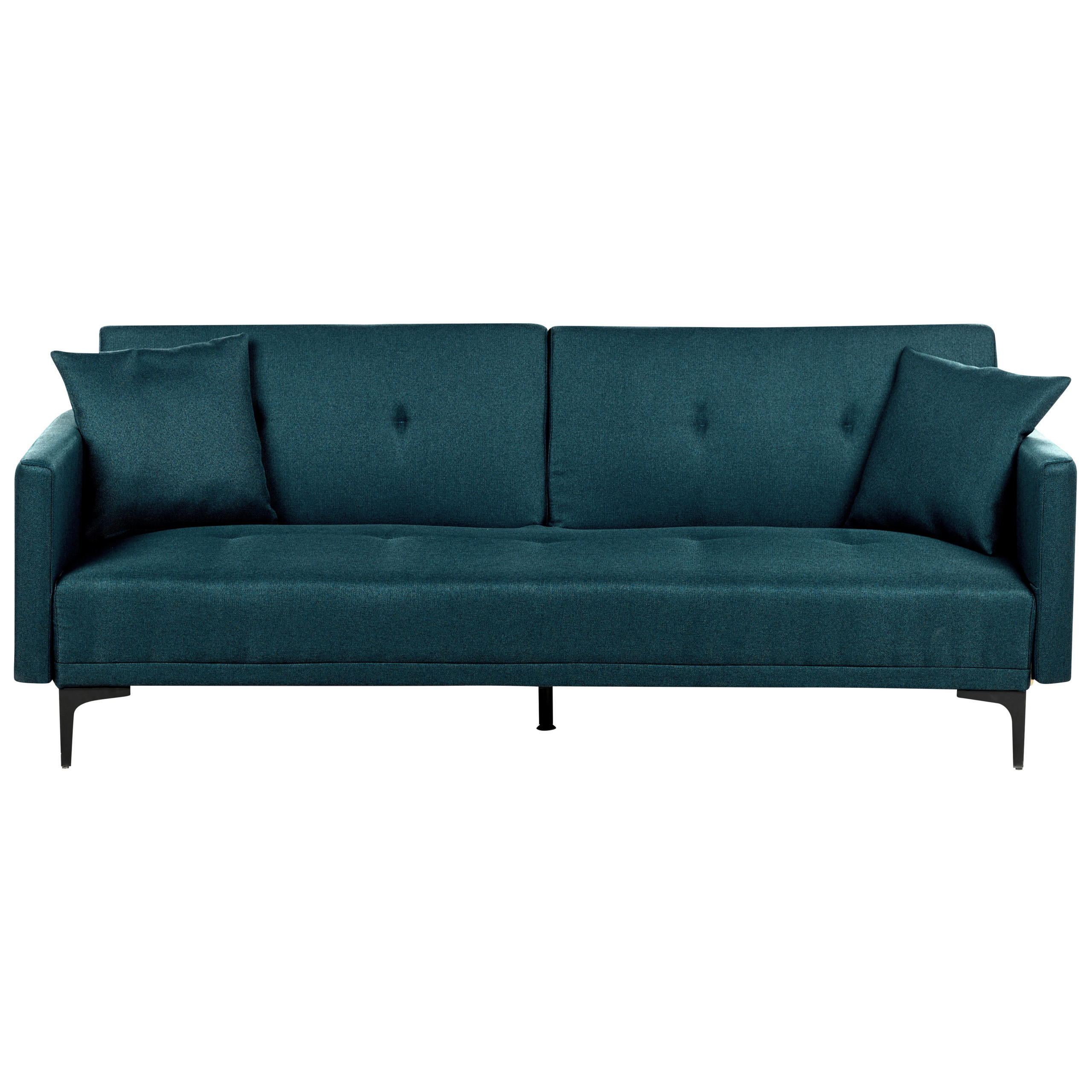 3-SITZER-SCHLAFSOFA seeblau/schwarz Lucan - Blau/Schwarz, Textil (191/75/91cm) - Beliani