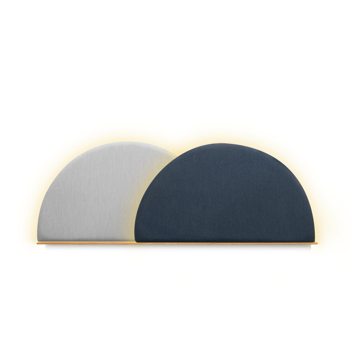 KOPFTEIL Alba mit Licht 160cm - Walnussfarben/Schwarz, Holz/Textil (160/60/14cm) - Woodendot