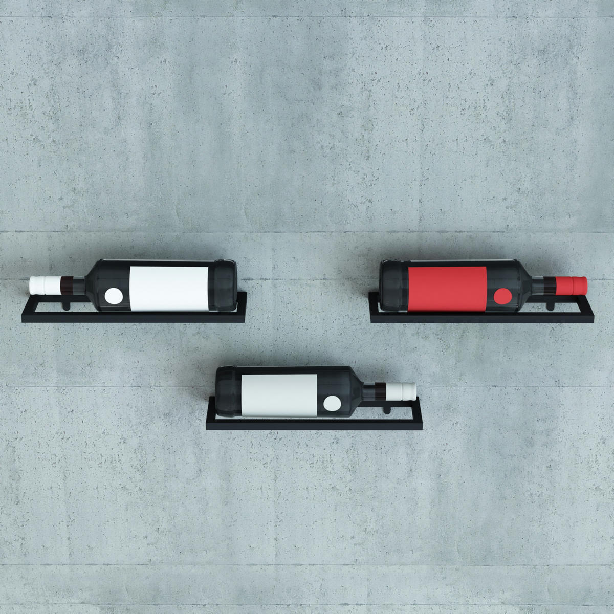 WEINREGAL-SET 3 TLG. Flesberg - Schwarz, Metall (27/2/9cm) - [en.casa]