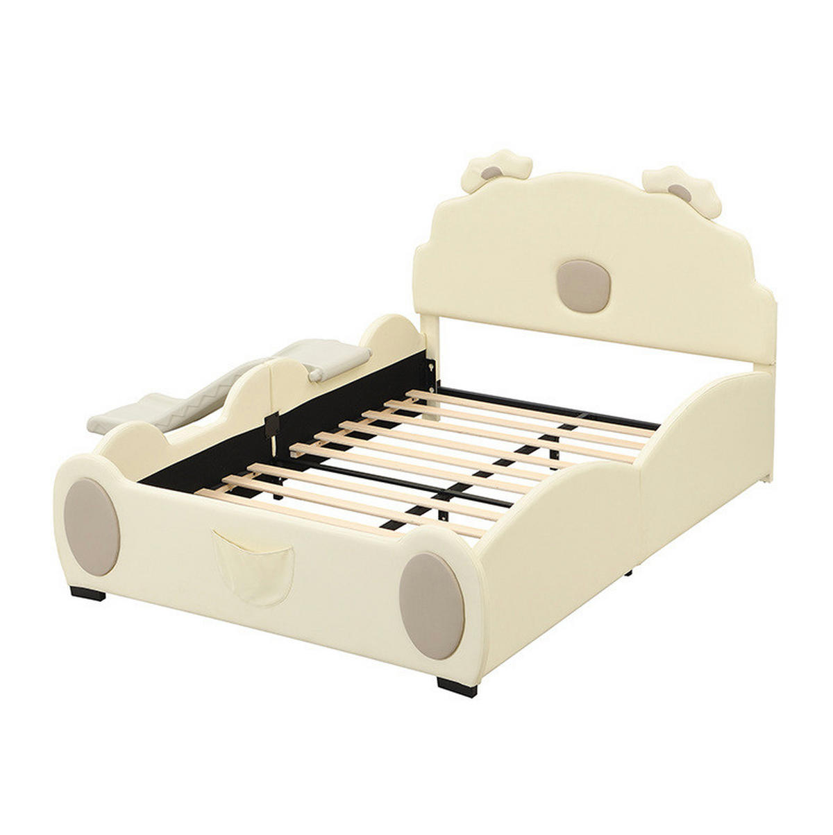 KINDERBETT 140/200 cm in Beige mit Rutsche und Leiter - Beige, Kunststoff (140/200cm) - BEAOK