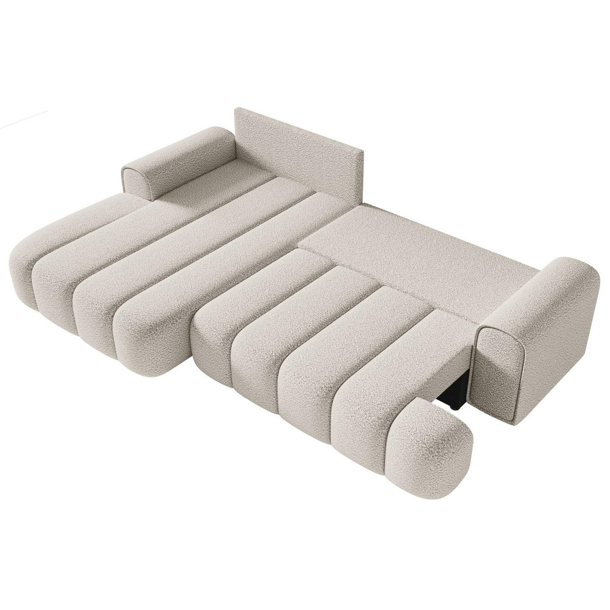 ECKSOFA Dandelino Creme mit Bouclé-Bezug, links - Creme/Schwarz, Kunststoff/Textil (271/172cm) - Selsey