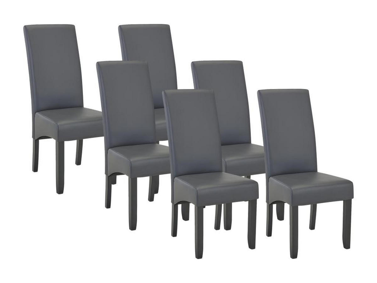 STUHL 6er-Set - Kunstleder - Grau - ROVIGO - Grau, Leder (63/107/47cm) - Vente-Unique