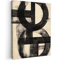 LEINWANDBILD Kreise - Balken - Schwarz - Abstrakt Room Decor 30x40 cm - Schwarz, Textil (30/40cm) - MuchoWow