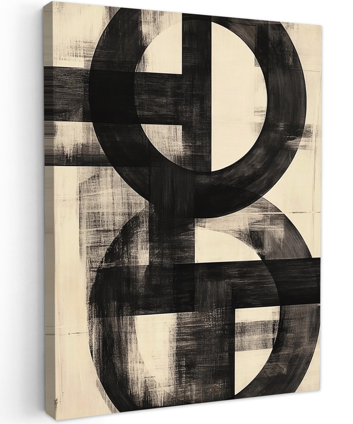 LEINWANDBILD Kreise - Balken - Schwarz - Abstrakt Room Decor 30x40 cm - Schwarz, Textil (30/40cm) - MuchoWow