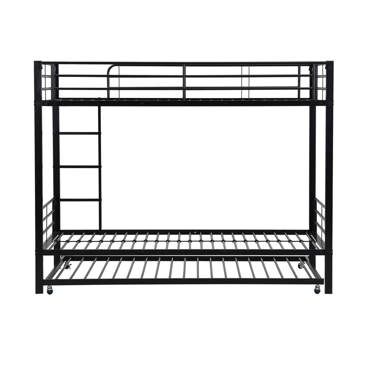 ETAGENBETT 90/200 cm aus Metall mit Ausziehbett Schwarz - Schwarz, Metall (90/190cm) - Modenvie