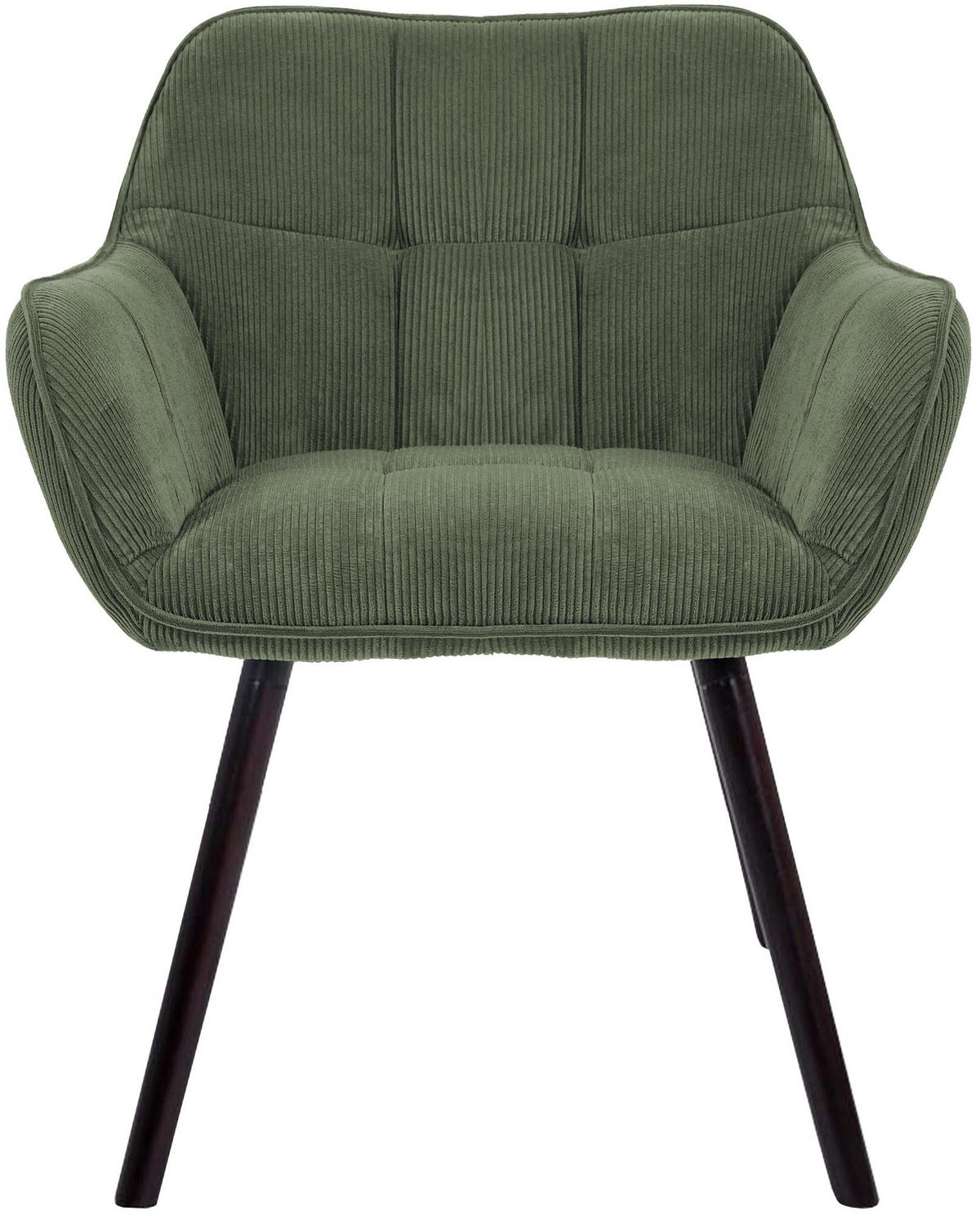 ESSZIMMERSTUHL Dunor Cord Grün Schwarz Wohnzimmerstuhl - Grün, Textil (65/82/64cm) - DELUKE