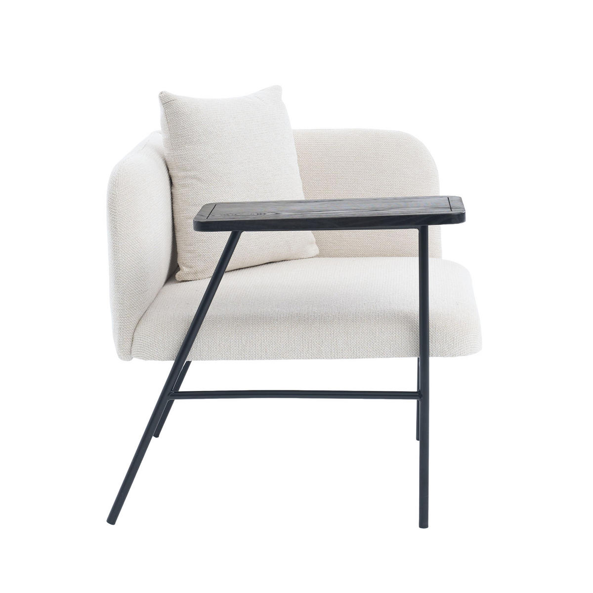 SESSEL mit Beistelltisch und zwei Staufächern, DE-42263, Beige - Beige, Metall (86/71/72cm) - ComfortXL