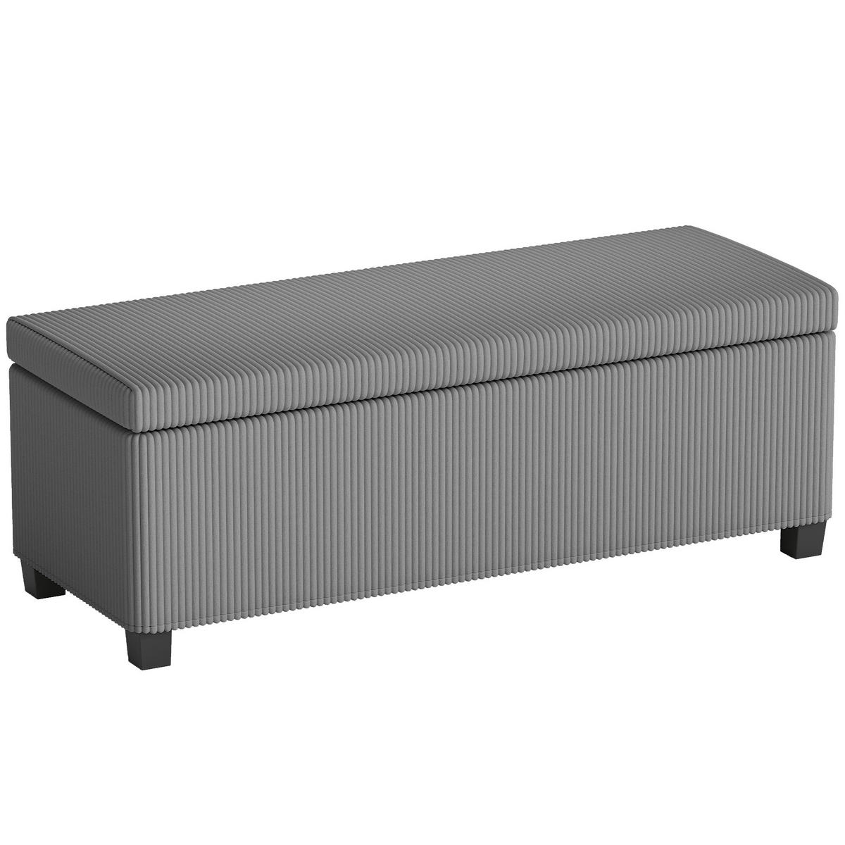 TRUHENBANK DE-07215 mit Cordbezug Grau - Grau, Textil/Metall (42/40/112cm) - ComfortXL