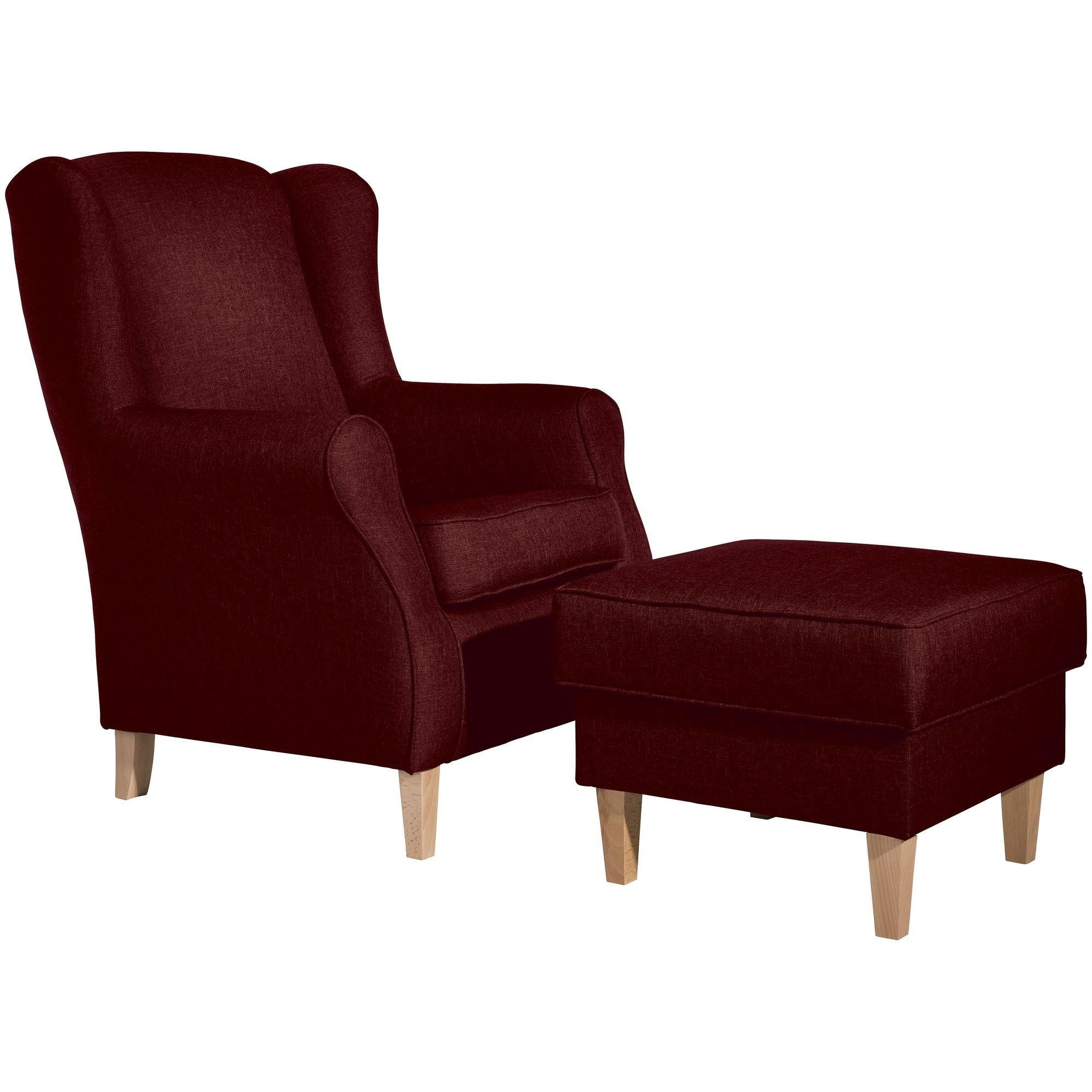 OHRENSESSEL Karlen Bezug Flachgewebe Buche natur / rot - Rot/Buchefarben, Kunststoff (86/103/77cm) - 58aufmkessel