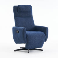 RELAXSESSEL Chenille mit Liegefunktion und 360° Drehfunktion 67/80.5/110 cm Blau - Blau, Textil (80.5/110/67cm) - Redom
