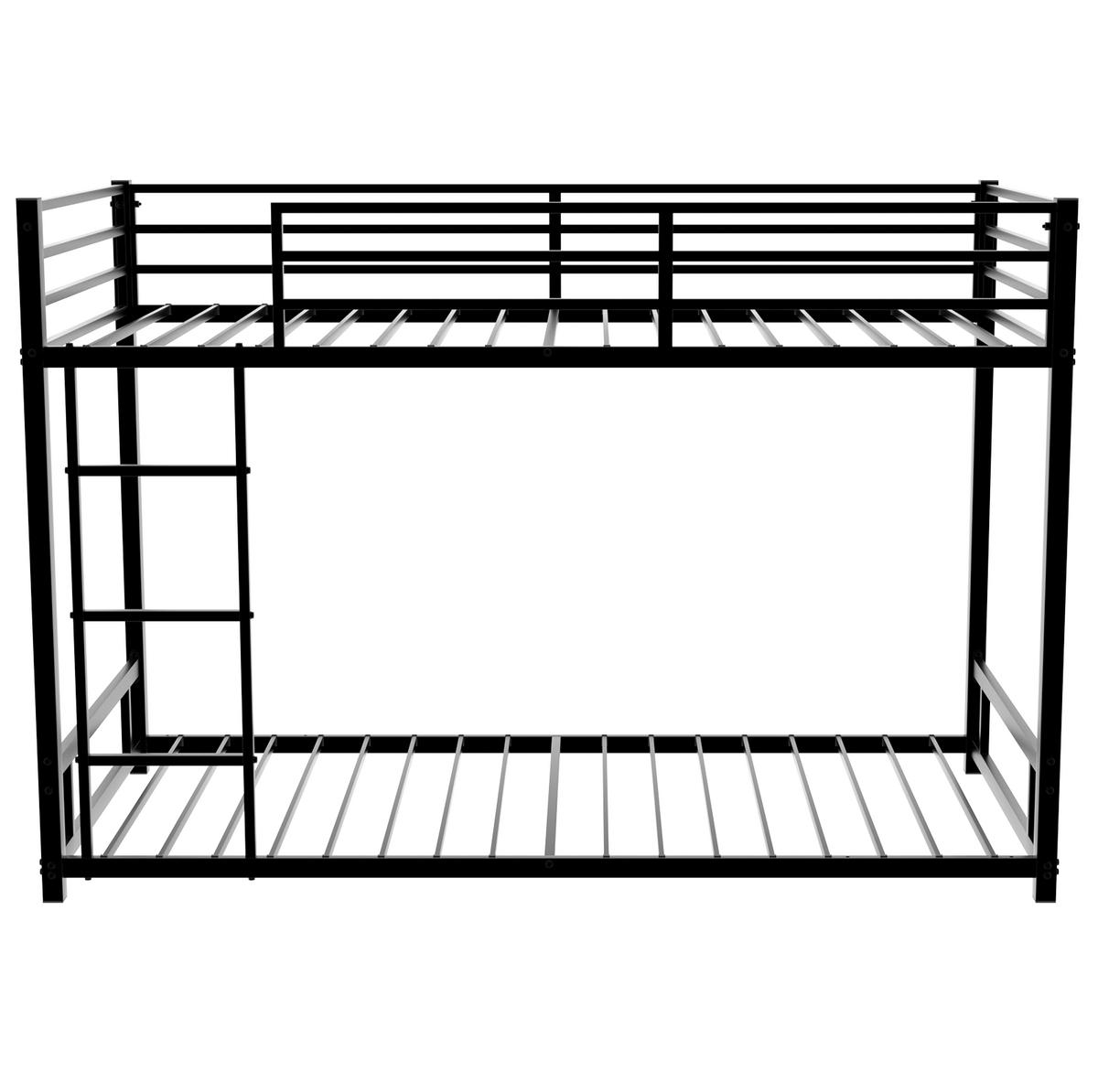 ETAGENBETT mit Leiter und Rausfallschutz 197 x 98 x 136 cm Metall Schwarz - Schwarz, Metall (90/190cm) - Beauniv