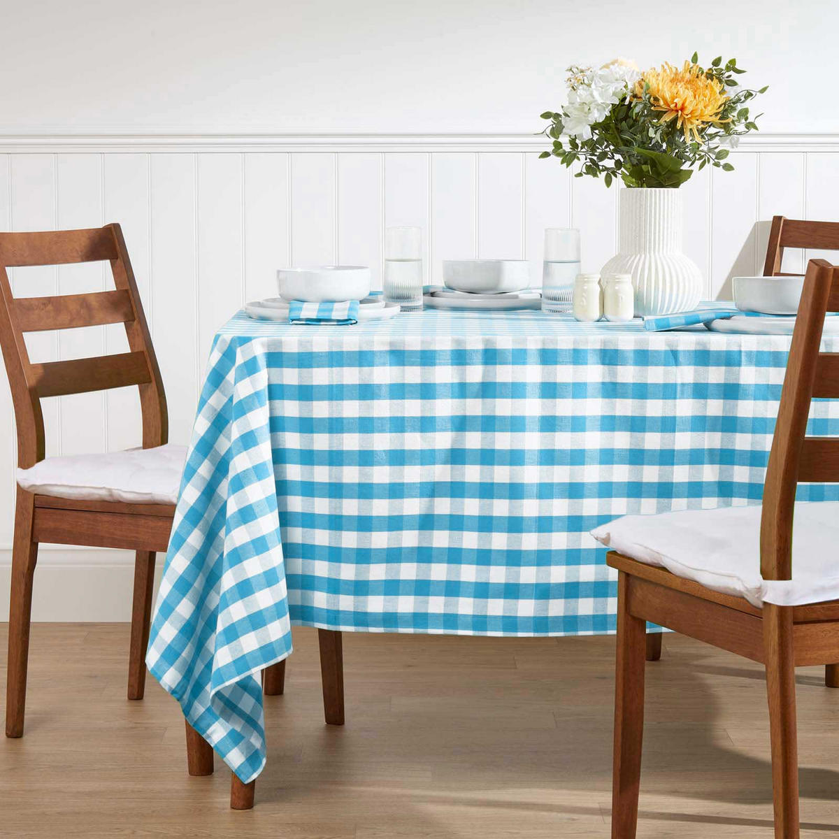 TISCHDECKE Vichy-Karo blau kariert, 137/228 cm - Blau, Textil (137/228cm) - Homescapes
