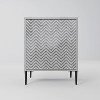 SIDEBOARD CONCRETE ZIG ZAG, Grau, 57,5x42x72,5 cm, Schwarze Metallfüße - Multicolor/Schwarz, Holzwerkstoff/Metall (57.5/72.5/42cm) - SpaceRebels