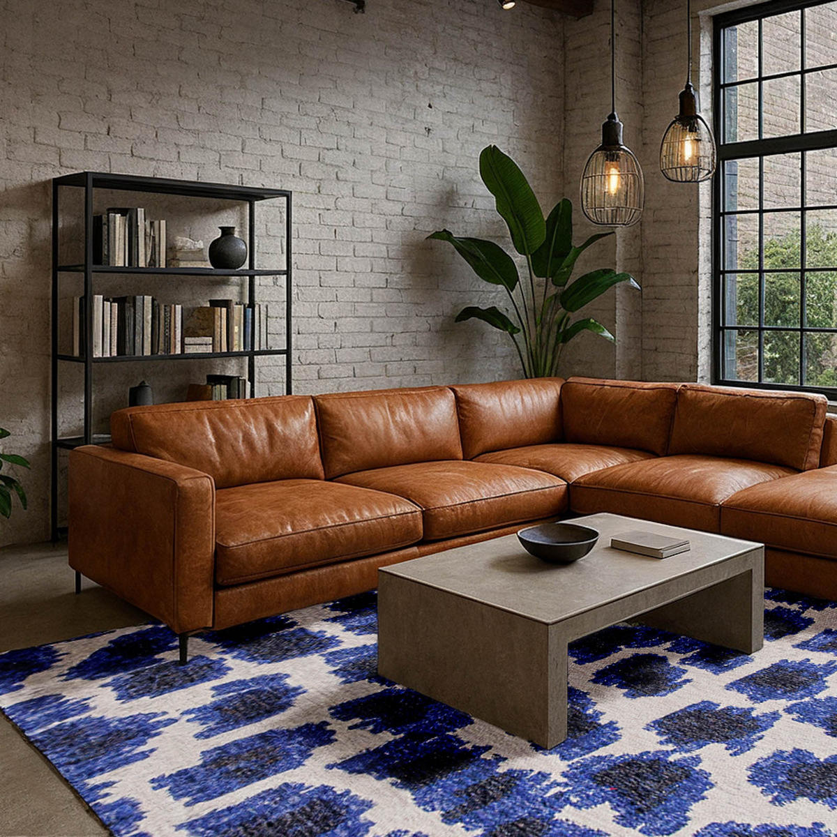 PREPROGA Ikat Ultramarine 140/200 cm - modra, umetna masa/tekstil (140/200cm) - Lola&Moi