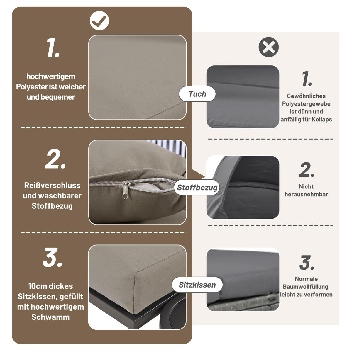 GARTEN-LOUNGE-SET mit Eisenrahmen & Seil, 2 Sofas 120/60/72 cm + Tisch 53/53/36 cm, Grau - Grau, Metall - Redom